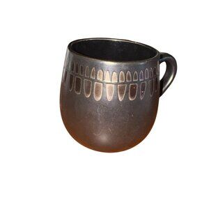 Gallery Bomba Black Ceramic Mug With Etched Design 12 Oz Dishwasher & Microwave